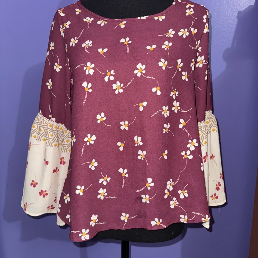 NWOT Floral Burgundy Women's Top